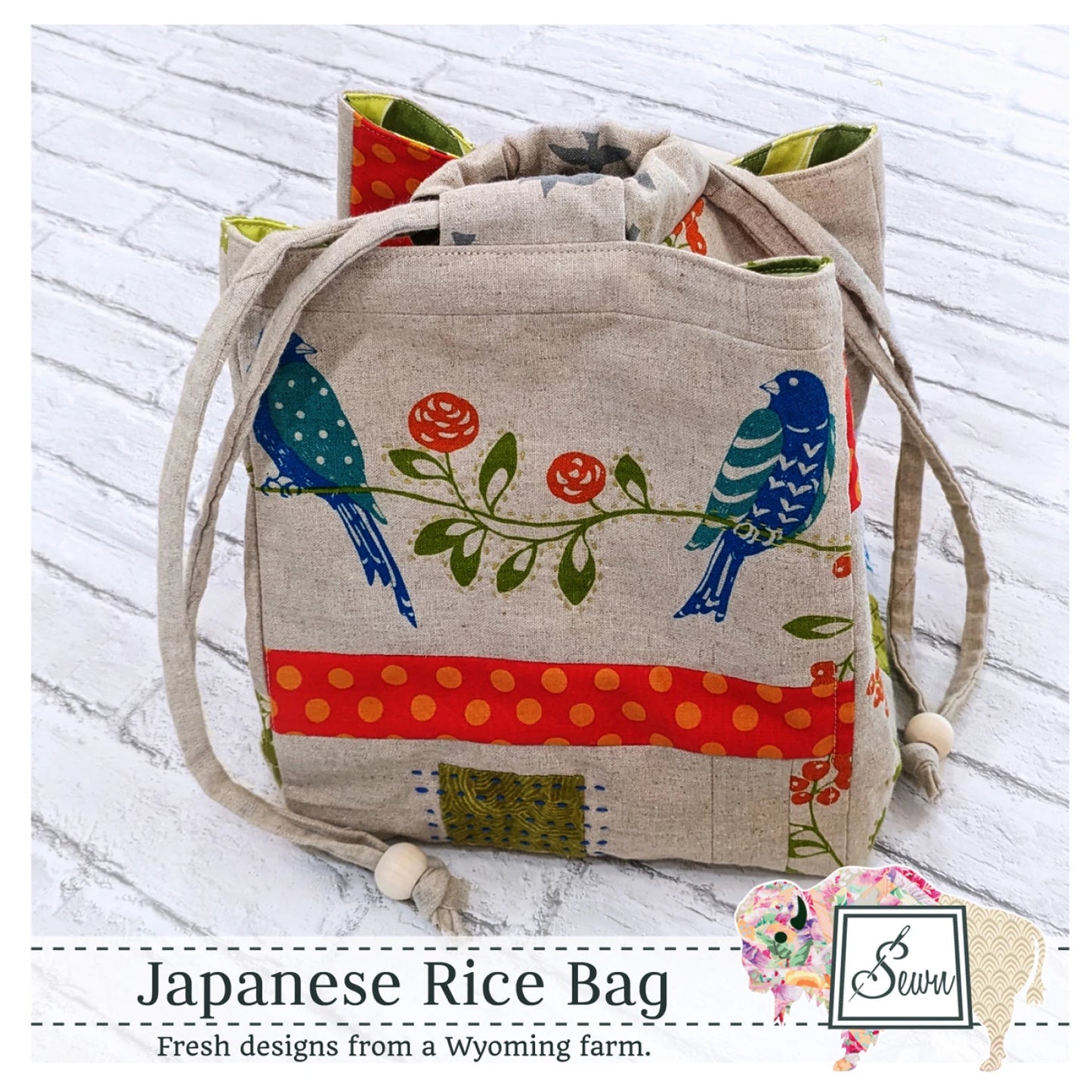 Japanese Rice Bag Pattern by Sewn Wyoming