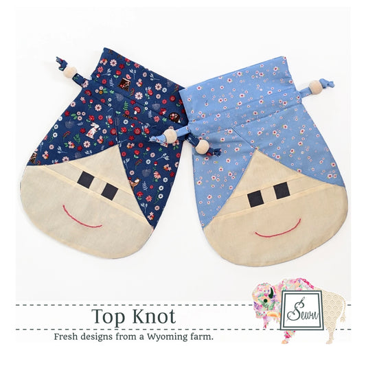 Top Knot Drawstring Bag Pattern by Sewn Wyoming