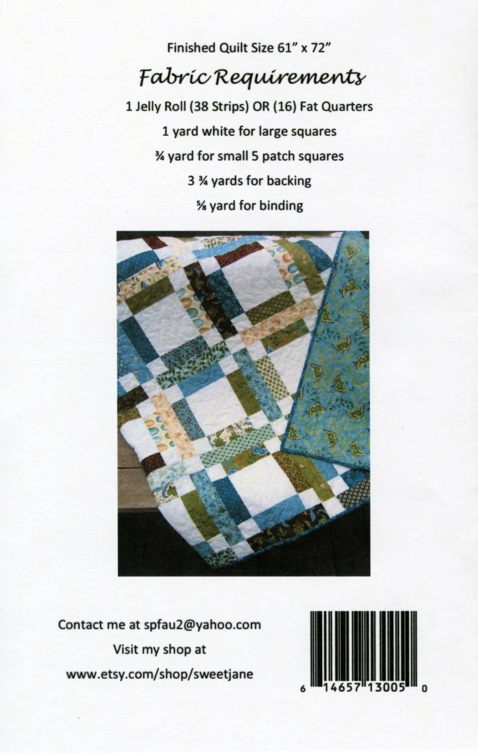 Grandma Mary's Five Patch Quilt Pattern by Sweet Jane's Quilting & Design