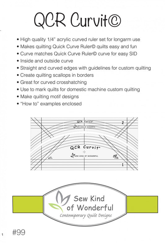 QCR Curvit Ruler for Longarm Quilting # SKW99 - Special Order