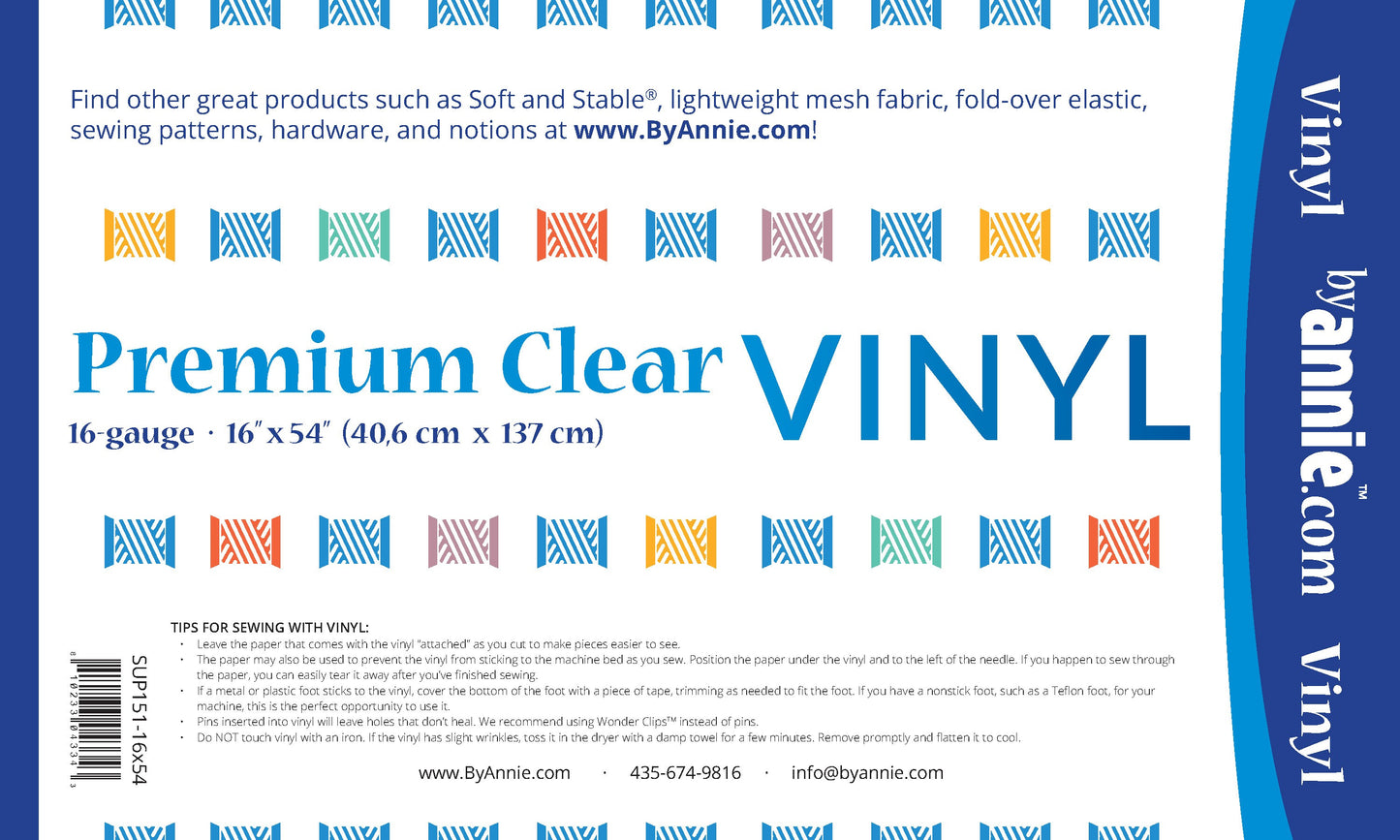 Premium Clear Vinyl - 16in x 54in # SUP151-16X54- Special Order