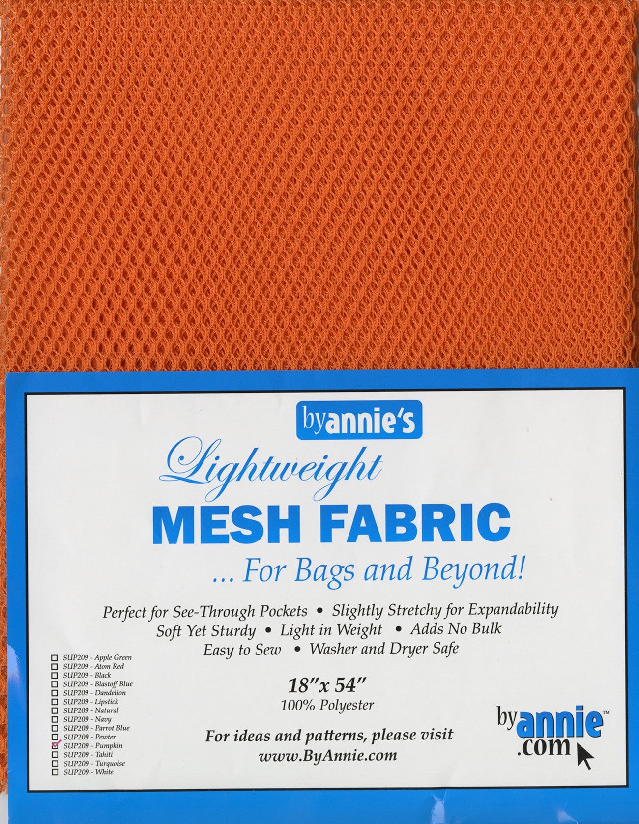 Lightweight Mesh Fabric - Pumpkin - 18x54in # SUP209-PUMP- Special Order