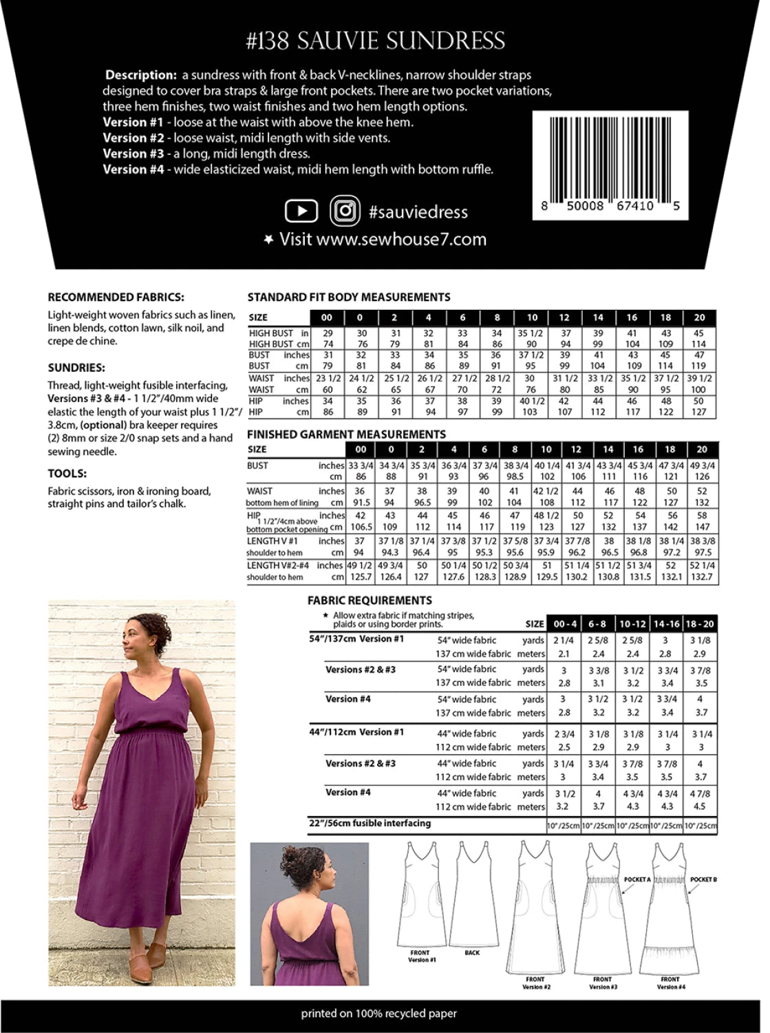 Sauvie Sundress Pattern by Sew House Seven - Size 00-20 - Special Order