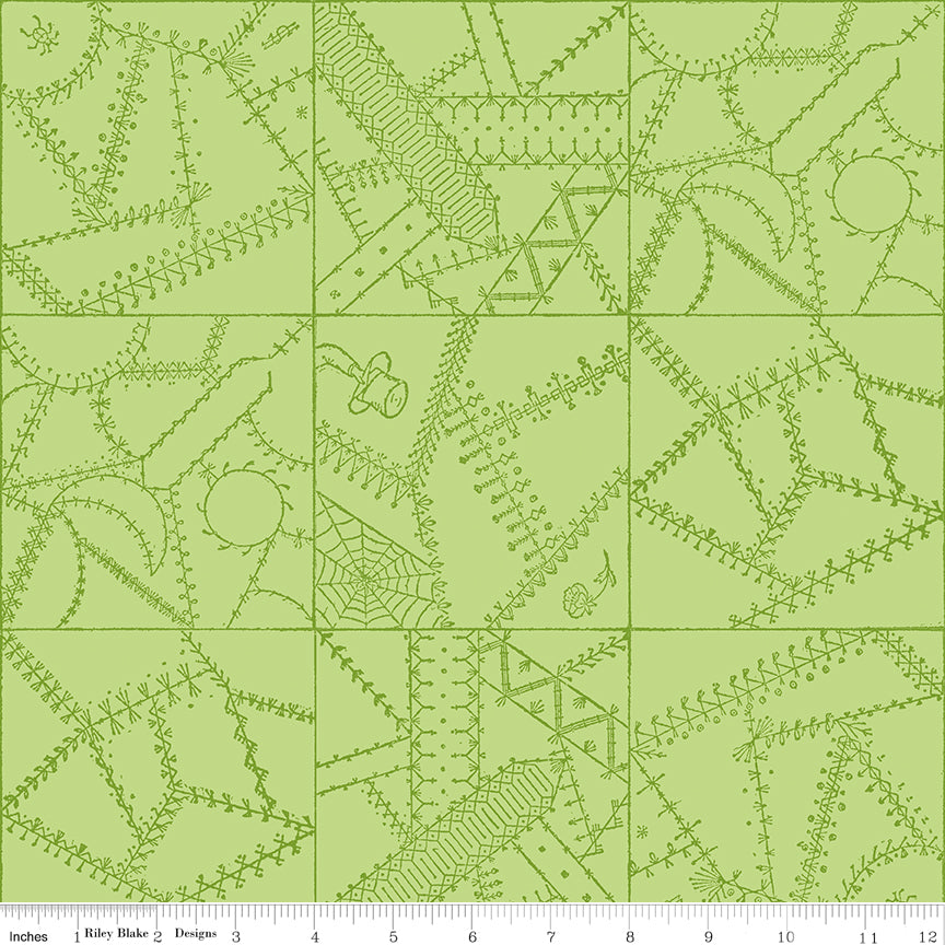 Scary Scraps by J. Wecker-Frisch : Crazy Patchwork Green C17604-GREEN