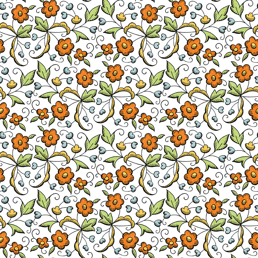 Scary Scraps by J. Wecker-Frisch : Fall Floral White C17608-WHITE