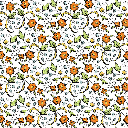 Scary Scraps by J. Wecker-Frisch : Fall Floral White C17608-WHITE