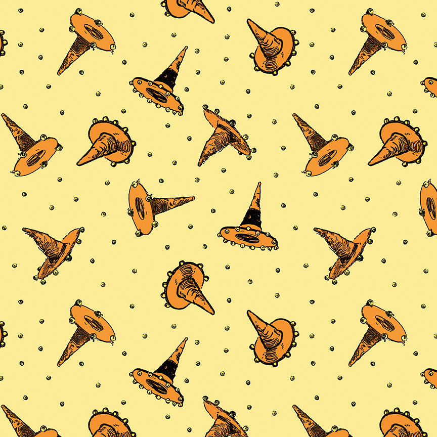 Scary Scraps by J. Wecker-Frisch : Festive Hat Toss Yellow C17605-YELLOW