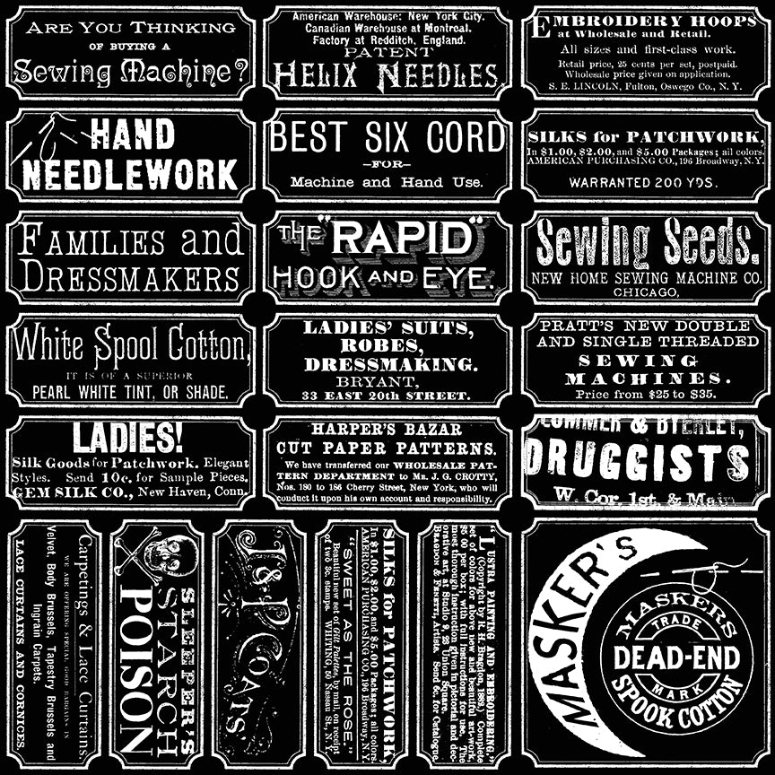 Scary Scraps by J. Wecker-Frisch : Scary Sew Labels Black C17603-BLACK