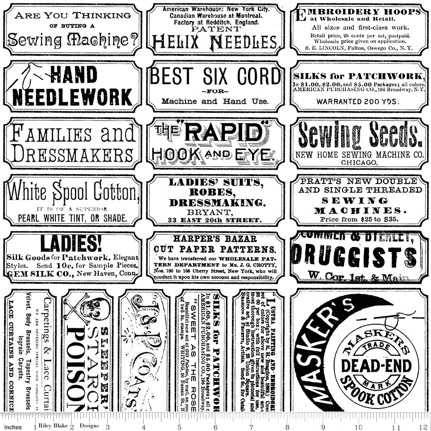 Scary Scraps by J. Wecker-Frisch : Scary Sew Labels White C17603-WHITE