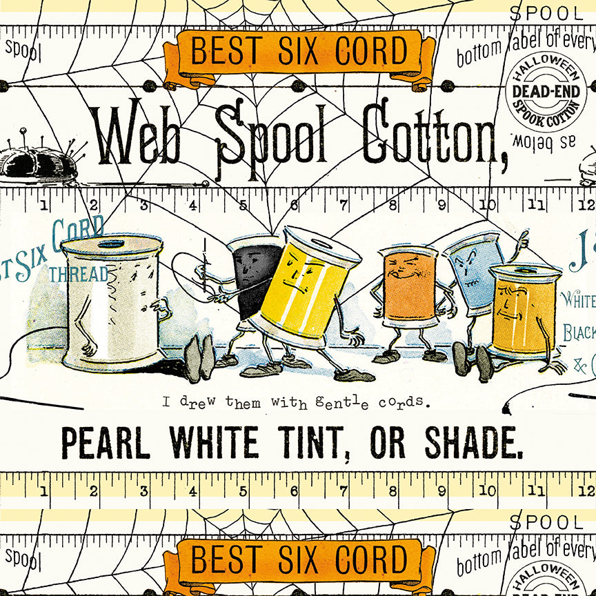 Scary Scraps by J. Wecker-Frisch : Scary Spools Border Stripe White CD17602-WHITE