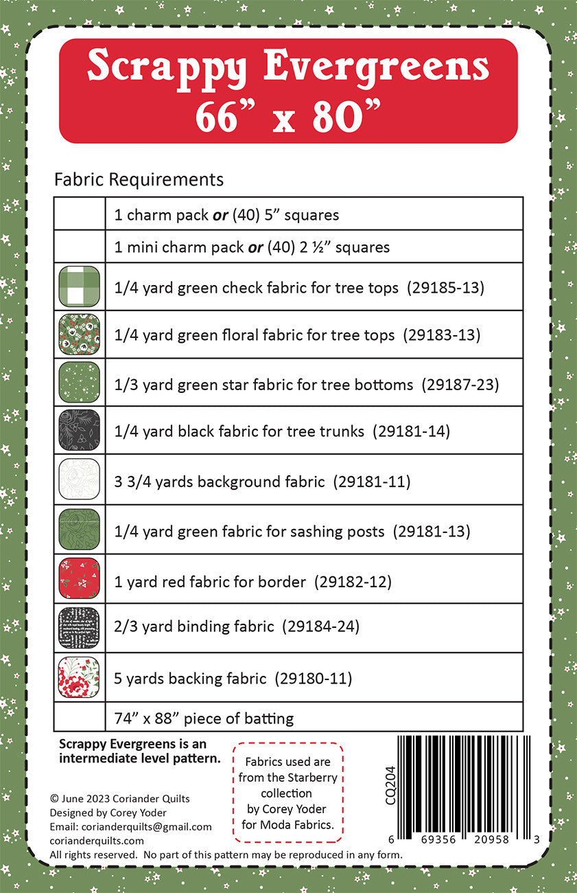 Scrappy Evergreens Quilt Pattern by Coriander Quilts - Special Order