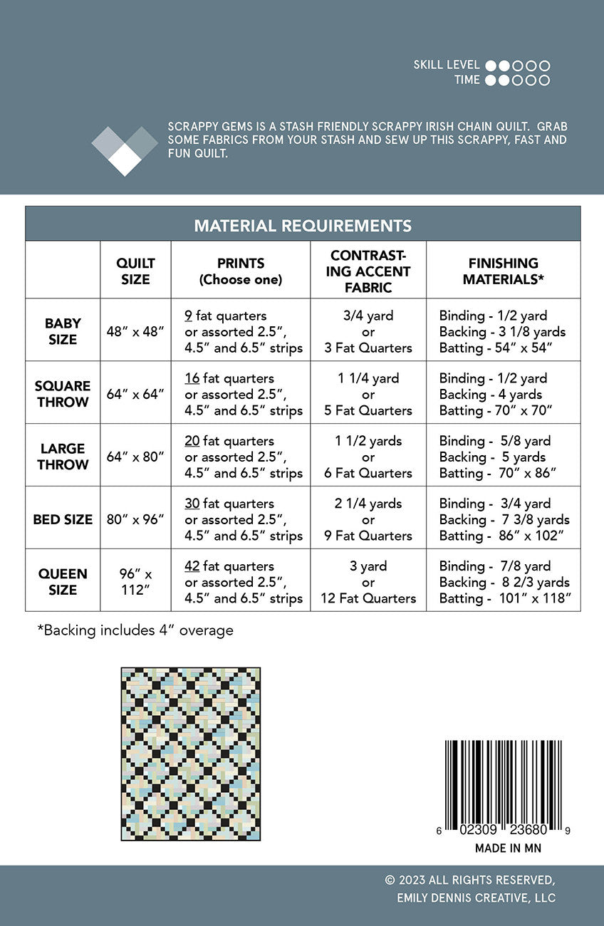 Scrappy Gems Quilt Pattern by Quilty Love