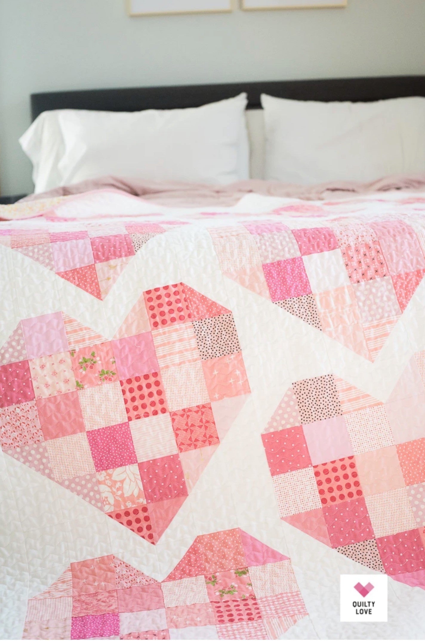 Scrappy Hearts Quilt Pattern by Quilty Love