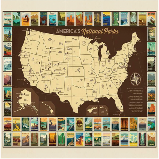 National Parks Poster Panel USA Map P9157-POSTER