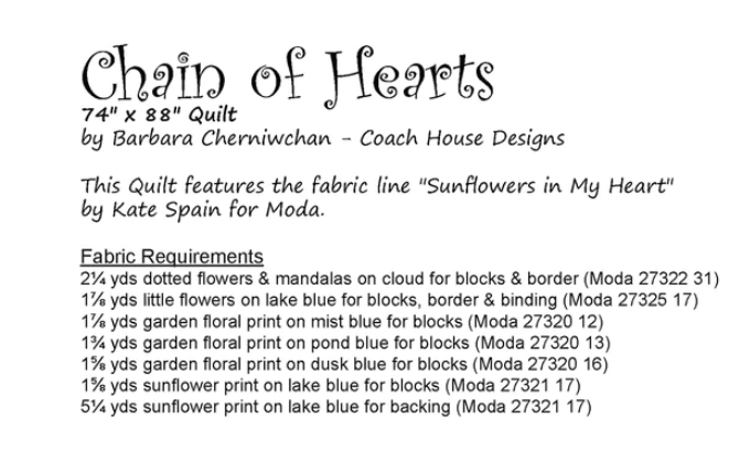 Chain of Hearts Quilt Kit featuring Sunflowers in my Heart by Kate Spain