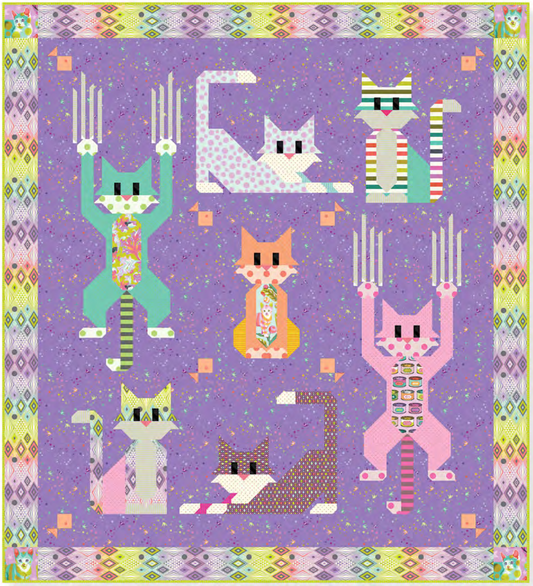 Tabby Road Deja Vu by Tula Pink - Cat Scratch Quilt Kit