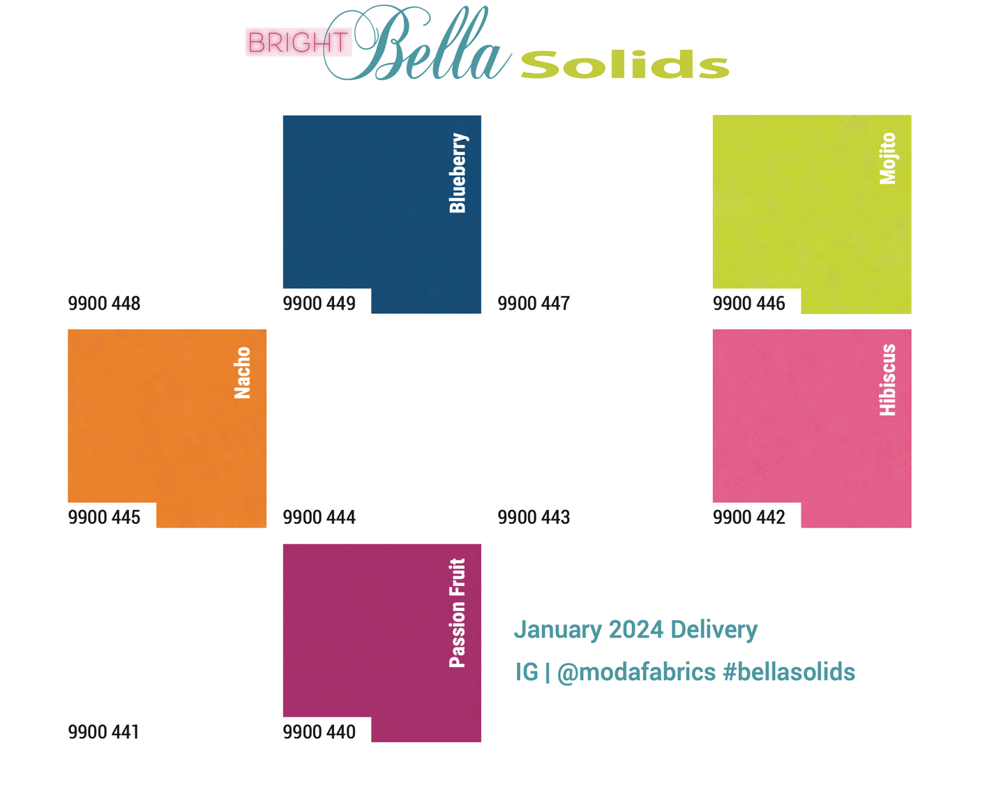 Bella Solids Mini Charm Pack: Bright Color Way