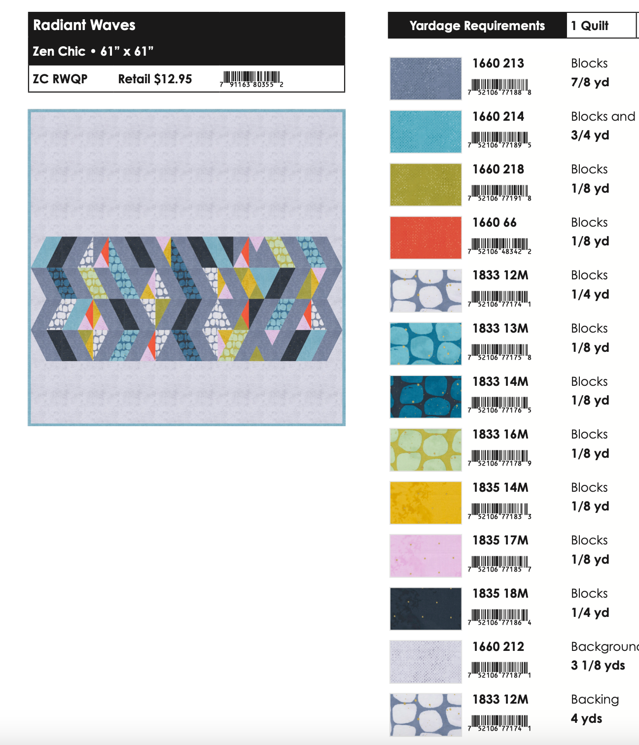 Radiant Waves Quilt Pattern by Zen Chic