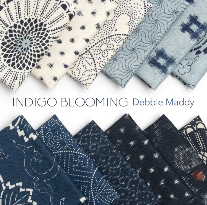 Indigo Blooming by Debbie Maddy : Mini Charm Pack