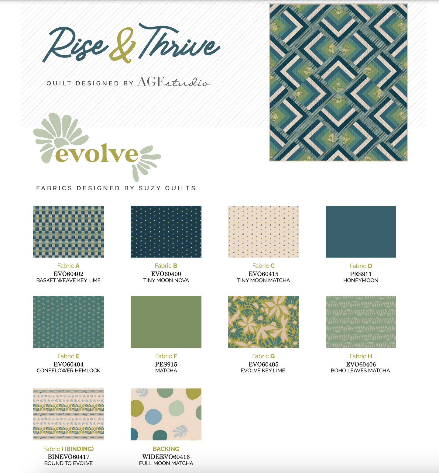 Kit de courtepointe Rise and Thrive avec Evolve par Suzy Quilts