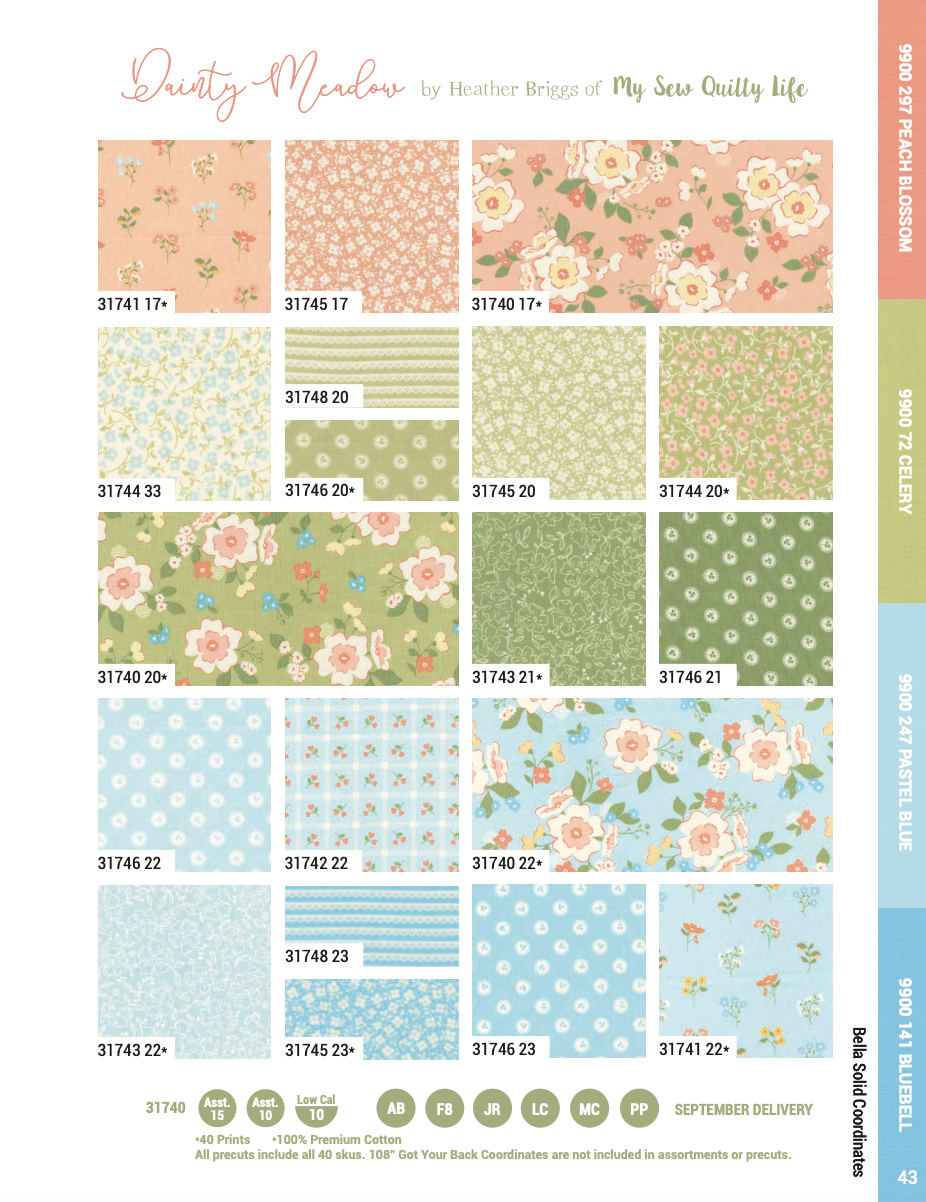 Dainty Meadow by My Sew Quilty Life - Mini Charm Pack 31740MC (Estimated Ship Date Sept. 2024)