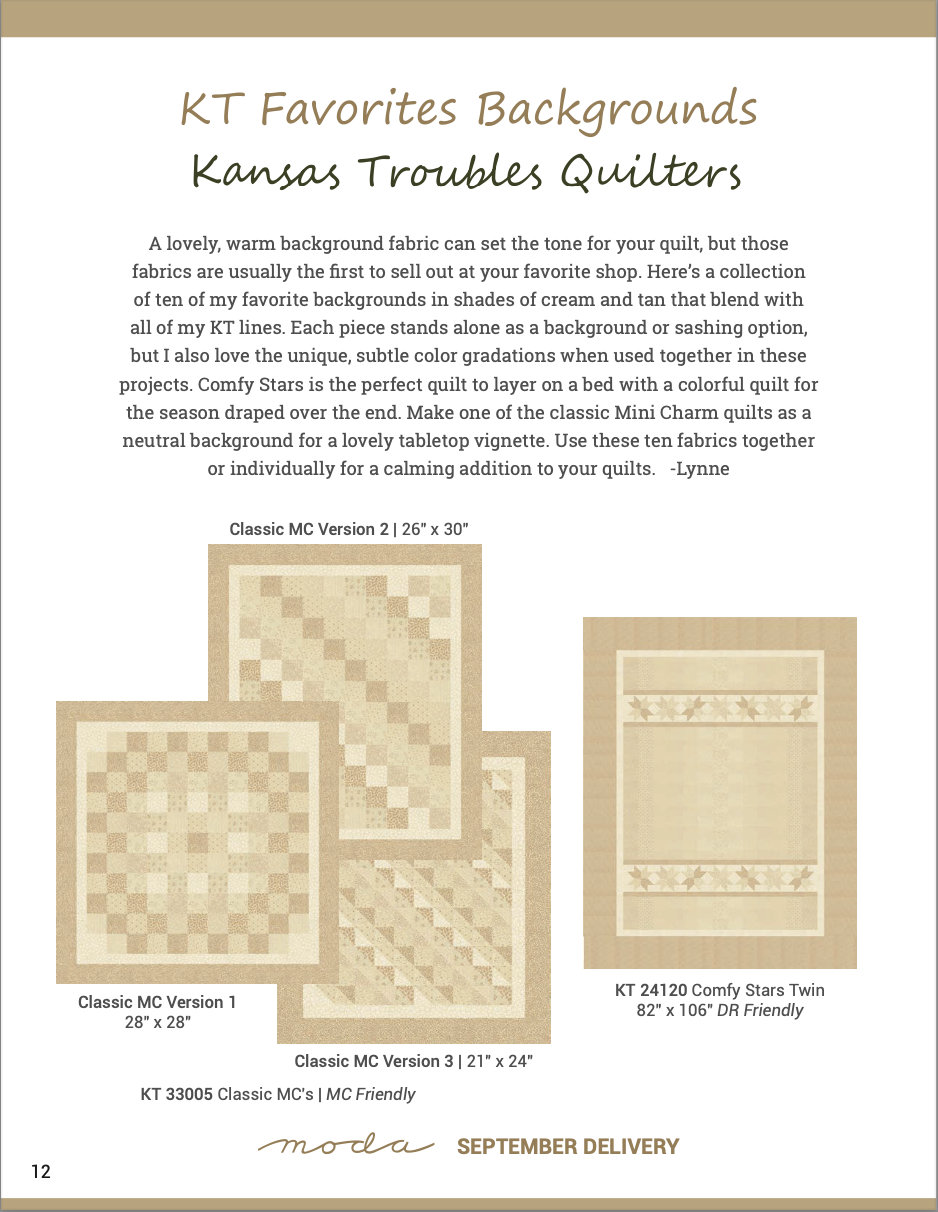 KT Favorite Backgrounds by Kansas Troubles Quilters - Mini Charm Pack 9770MC (Estimated Ship Date Sept. 2024)