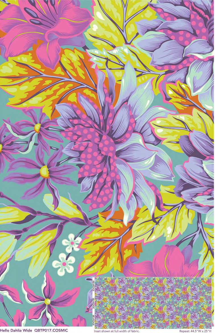 Untamed by Tula Pink: Hello Dahlia 108" Wide QBTP017.COSMIC