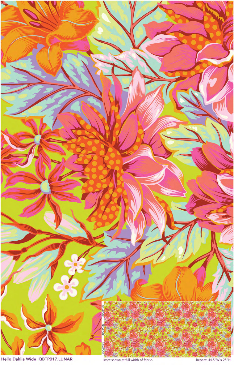 Untamed by Tula Pink: Hello Dahlia 108" Wide QBTP017.LUNAR