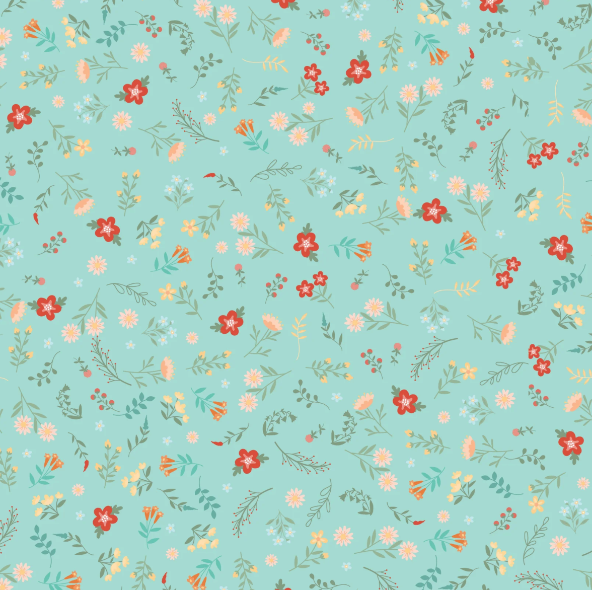 Mushroom Blooms by Poppie Cotton : Petals Teal