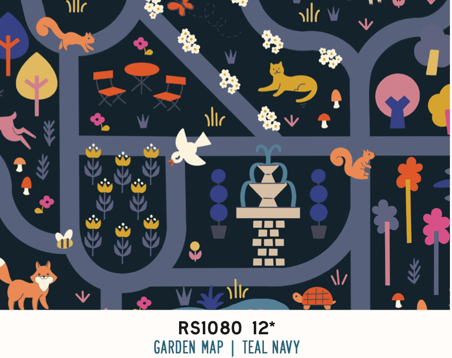 Woodland Park by Rashida Coleman Hale - Garden Map Teal Navy RS1080 12 (Estimated to Ship Jan. 2025)