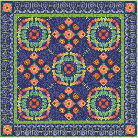 Flower Dance by Jane Sassaman - Night Garden 9 Patch Quilt Kit (Estimated Arrival Jan. 2025)