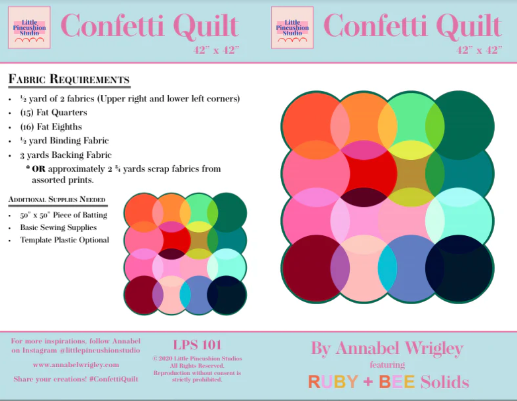 Ruby + Bee Solids by Heather Ross and Annabel Wrigley : Confetti Quilt Kit