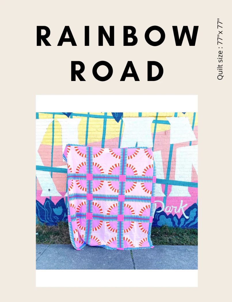 Ruby + Bee Solids by Heather Ross and Annabel Wrigley : Rainbow Road Quilt Kit - Pink