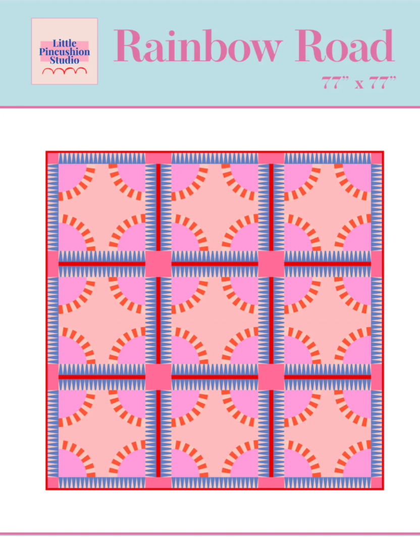 Ruby + Bee Solids by Heather Ross and Annabel Wrigley : Rainbow Road Quilt Kit - Pink