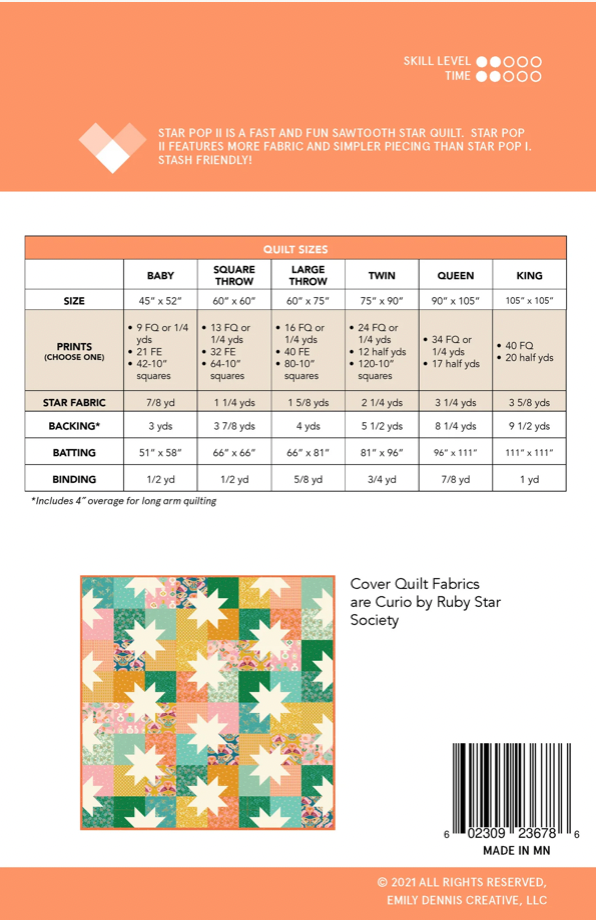 Miniatures by Whistler Studios & Ruby + Bee Solids : Star Pop II Quilt Kit (Estimated Arrival Nov.2024)