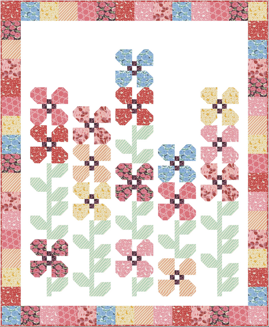Love Letters by Lizzie House : Horace's Hollyhocks Quilt Kit (Estimated Arrival Jan. 2025)