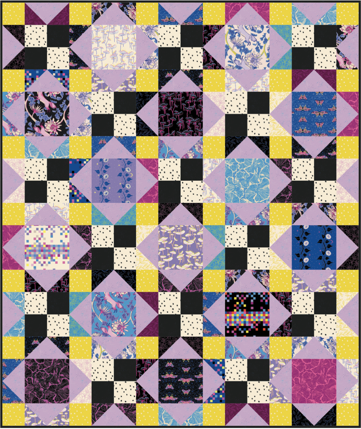 Glow Garden by Sarah Watts: Star Patched Lovers Quilt Kit (Estimated Arrival June 2025)