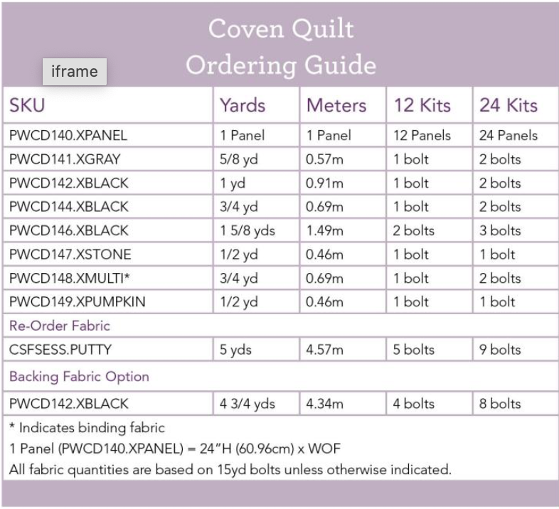 Witchy Ways by Cori Dantini : Coven Quilt Kit (Estimated Ship Date June 2025)