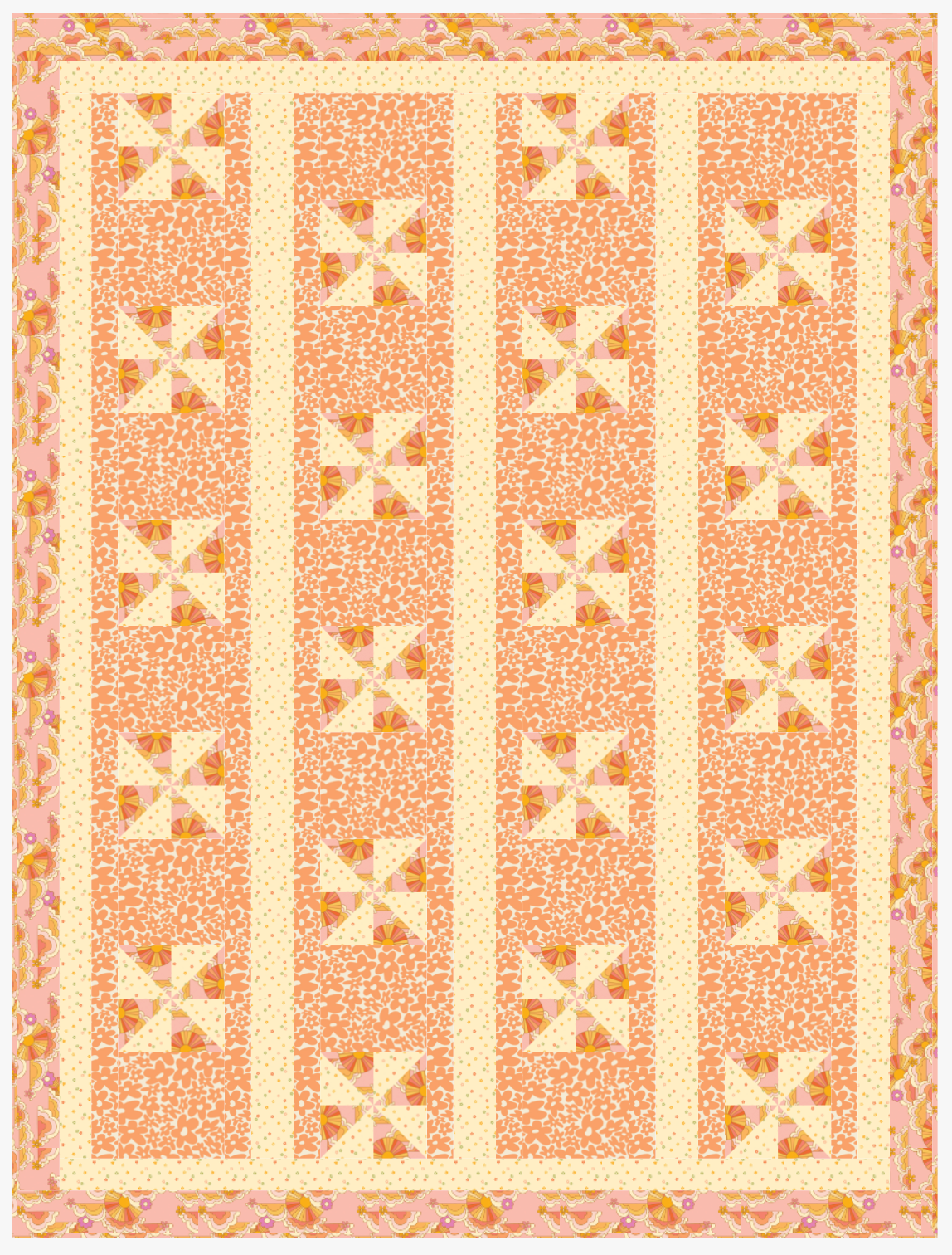 Flower Bloom by AGF Studio - Pinwheel Lane by Fabric Cafe 3 Yard Quilt Kit