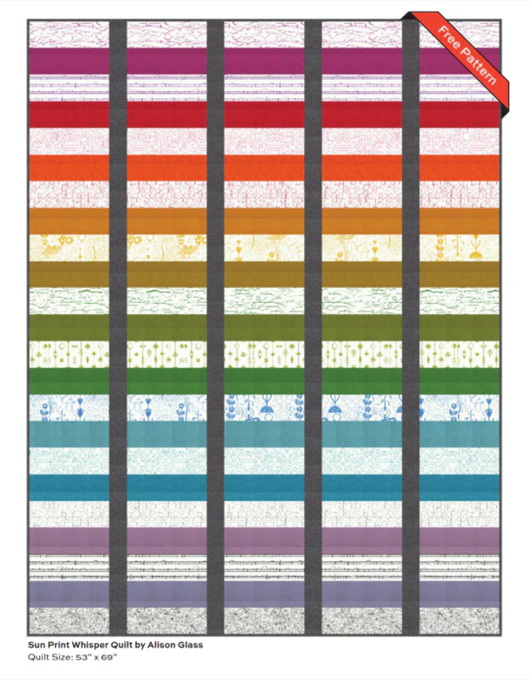 Sun Print Whisper by Alison Glass :  Sun Print Quilt - Free PDF Pattern
