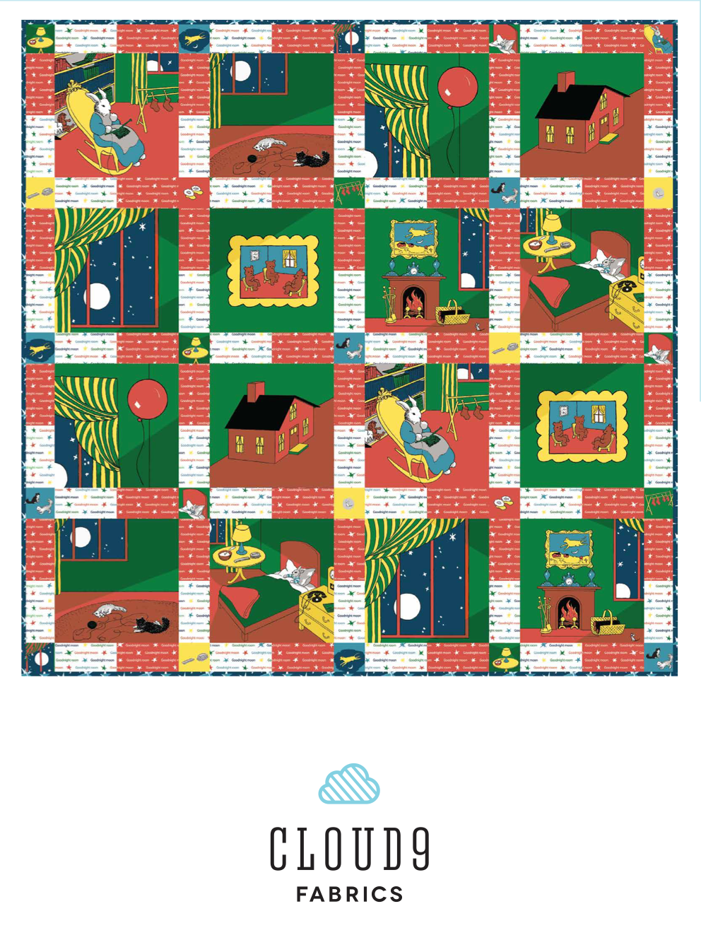 Goodnight Moon by Cloud9 Fabrics : Free PDF Boxed In Quilt Pattern