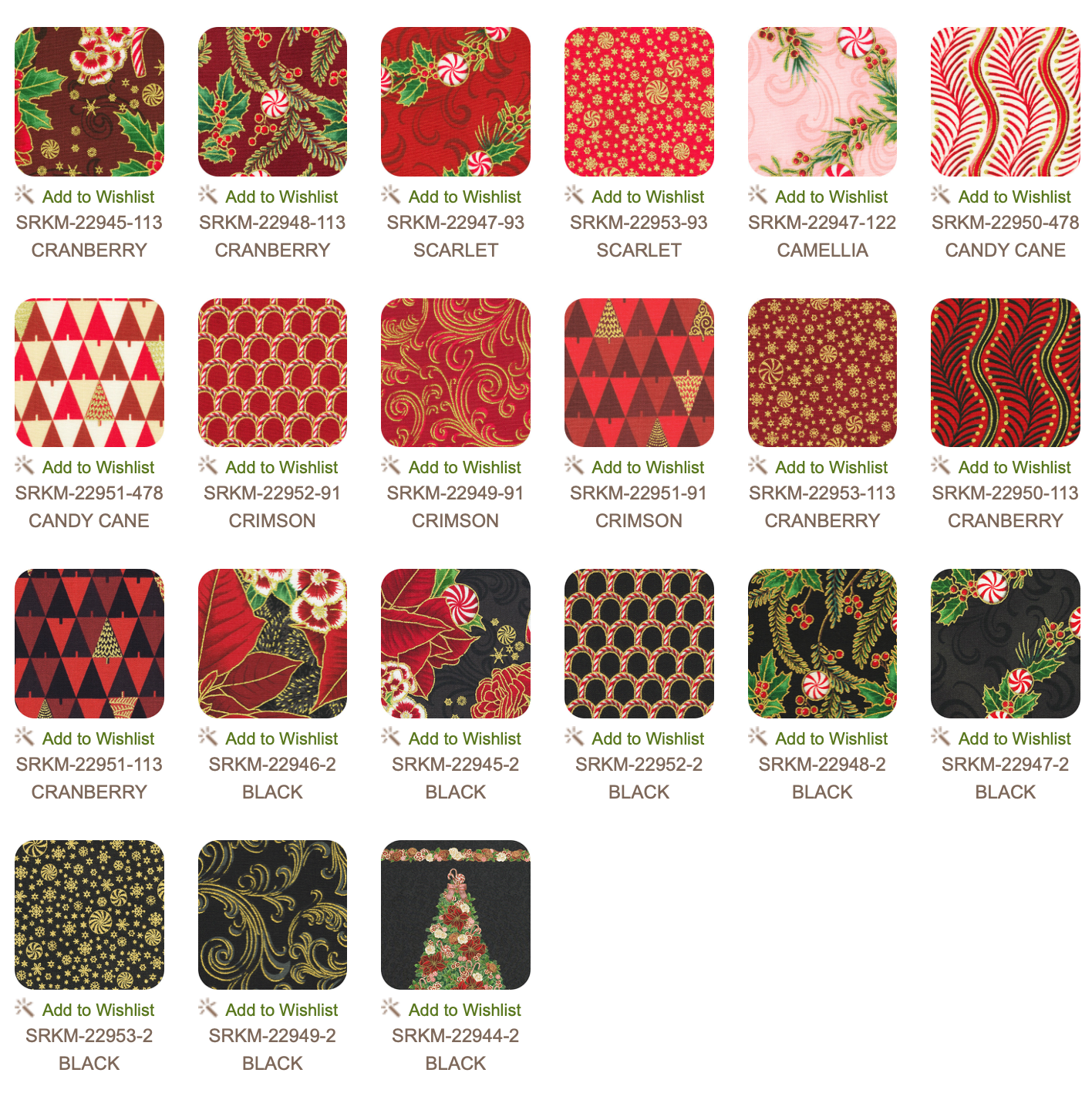 Holiday Flourish Peppermint Twist by RKF Collection - Fat Quarter Bundle Black -  Special Order (Expected July 2025)