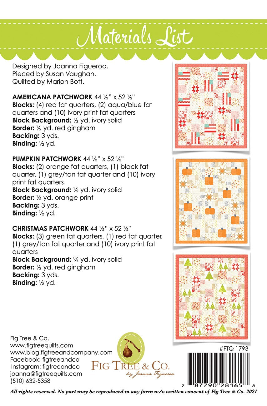 Seasonal Patchwork Quilt Pattern by Fig Tree & Co.