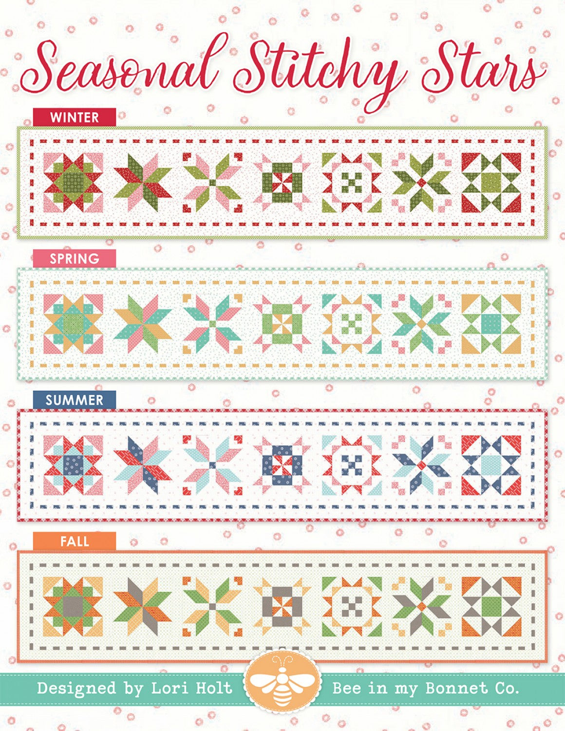Seasonal Stitchy Stars Tablerunner Pattern by It’s Sew Emma