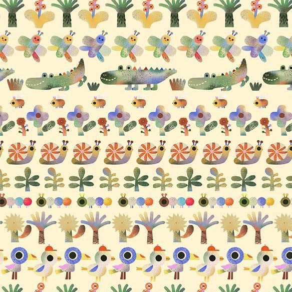 See Ya Later Alligator by Michael Miller Fabrics : Alligator Parade Butter DCX12557-BUTT-D