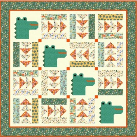 See Ya Later Alligator by Michael Miller Fabrics : Zig Zagging Quilt Kit