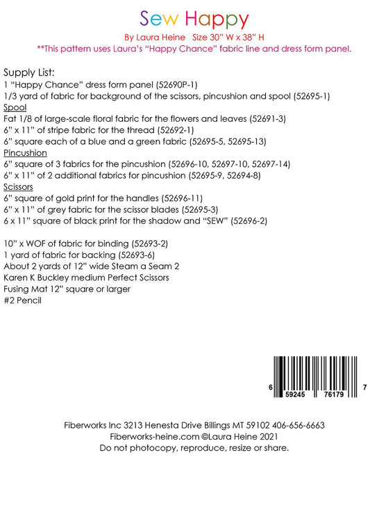 Sew Happy Collage Pattern by Laura Heine # FWLHSEWHAPPY - Special Order