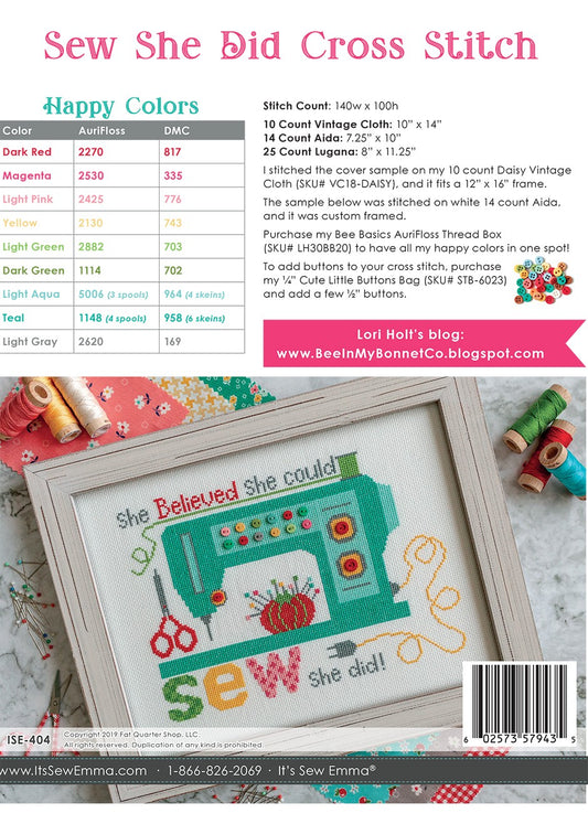 Sew She Did Cross Stitch Pattern # ISE-404 - Special Order