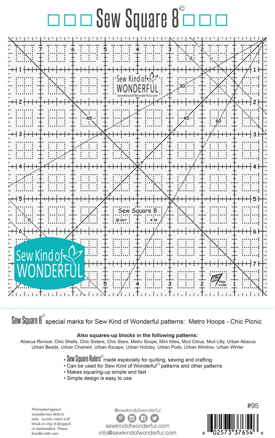 Sew Square 8 Ruler # SKW95 - Special Order