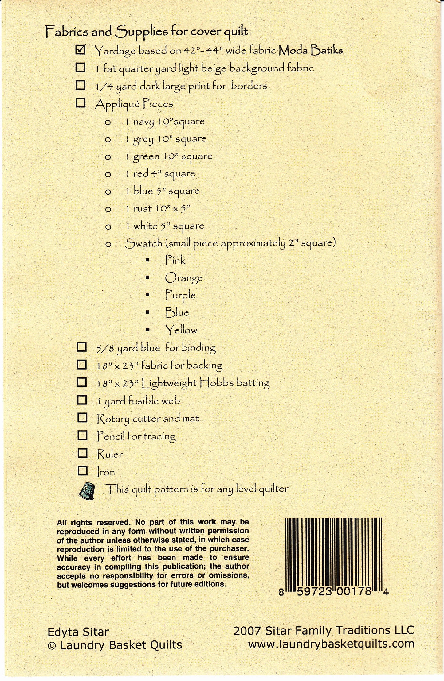 Sewing Cat # LBQSC01 - Special Order